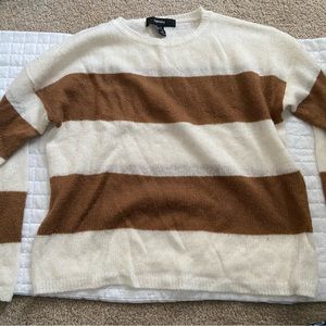 Forever 21 Beige and White Striped Sweater